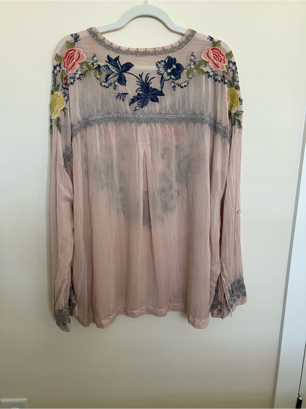 Johnny Was Blush Embroidered Floral Tunic - Picture 6 of 9